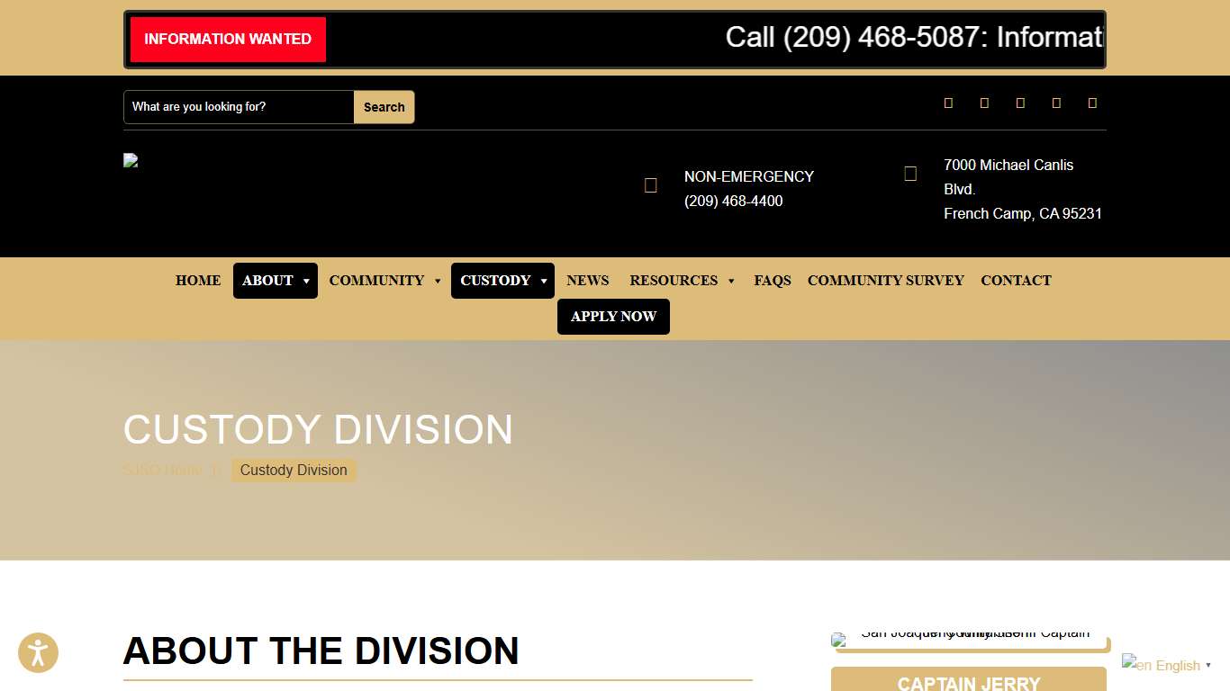 Custody Division San Joaquin County Sheriff's Office