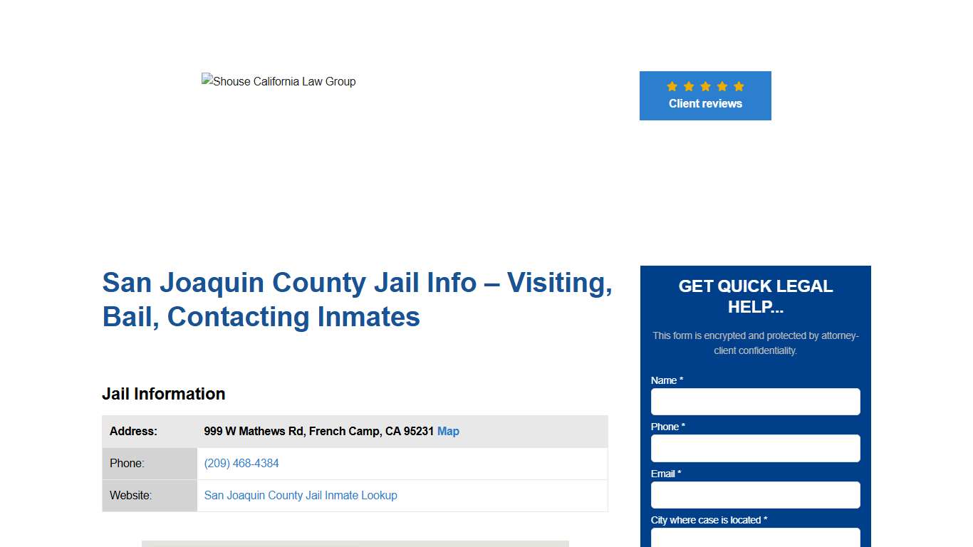 San Joaquin County Jail Info – Visiting, Bail, Contacting Inmates