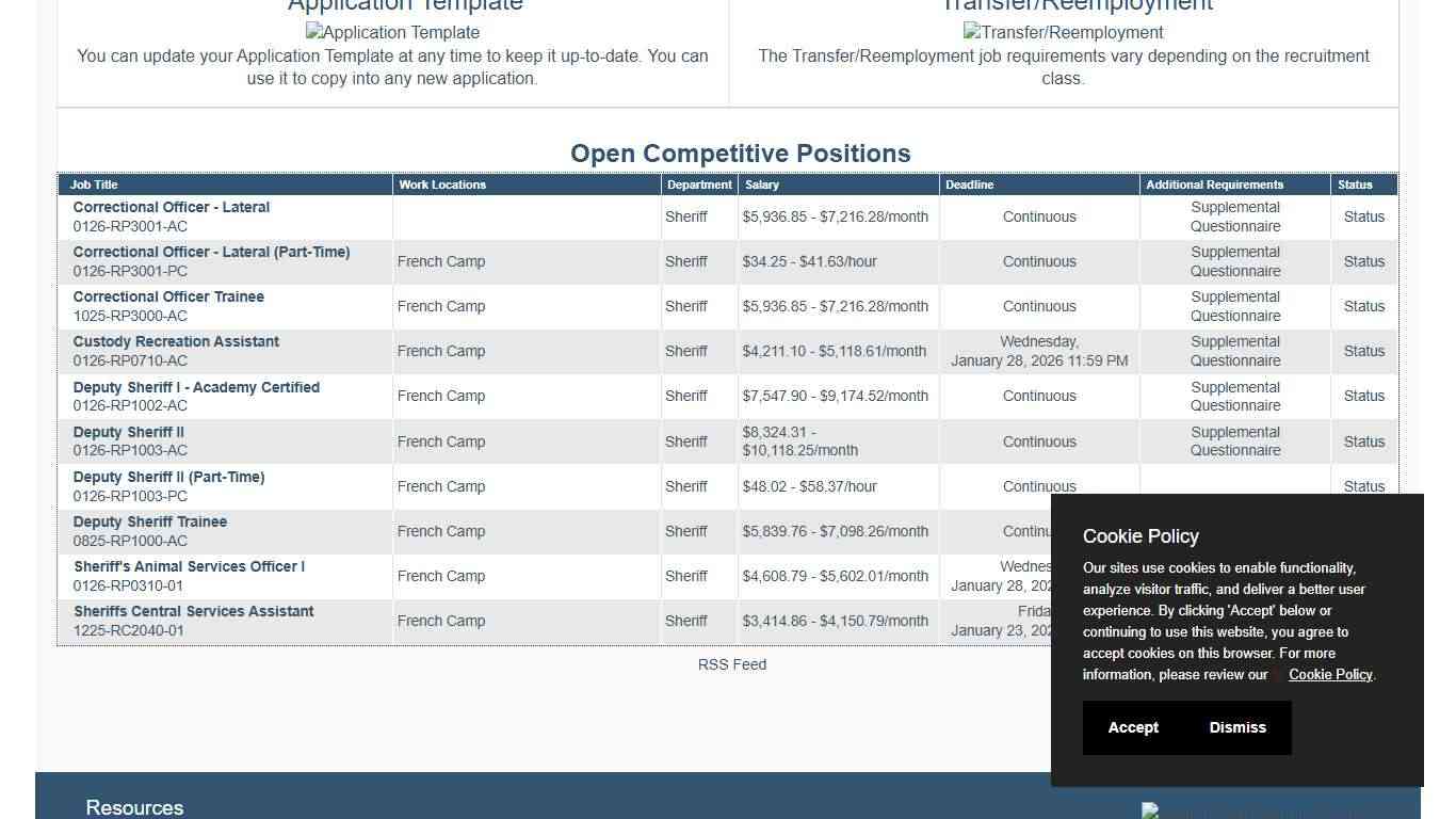 Current Employment Opportunities Page - San Joaquin County