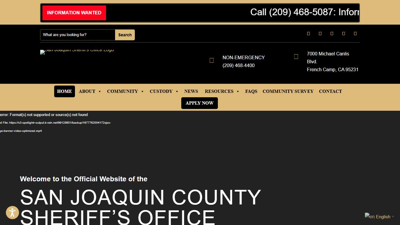 Welcome to The San Joaquin County Sheriff's Office San Joaquin County Sheriff's Office